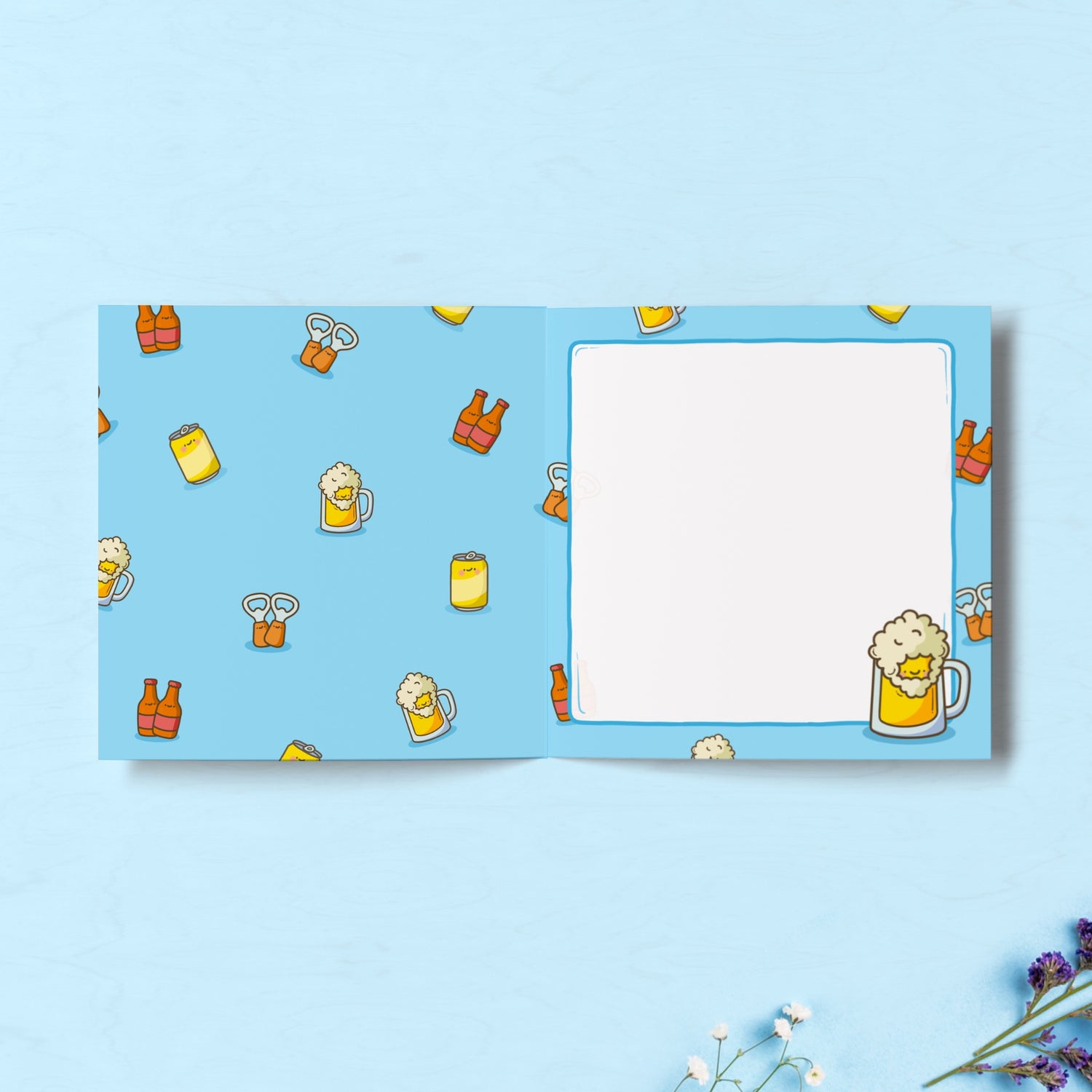 Beer print inside anniversary card