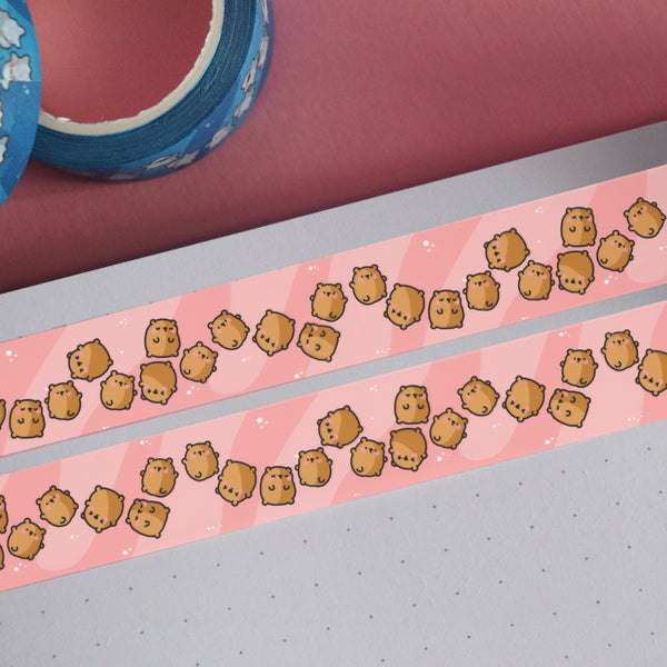 Bear washi tape on pink table