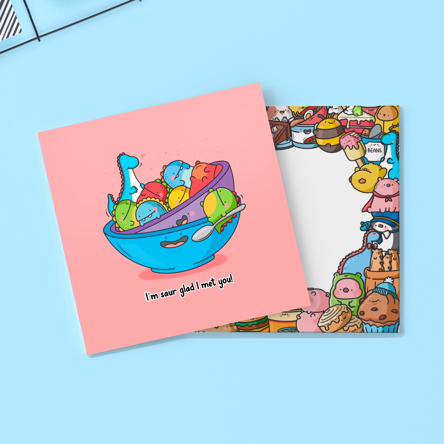 Dinosaurs in a bowl greeting card with Toastedink envelope