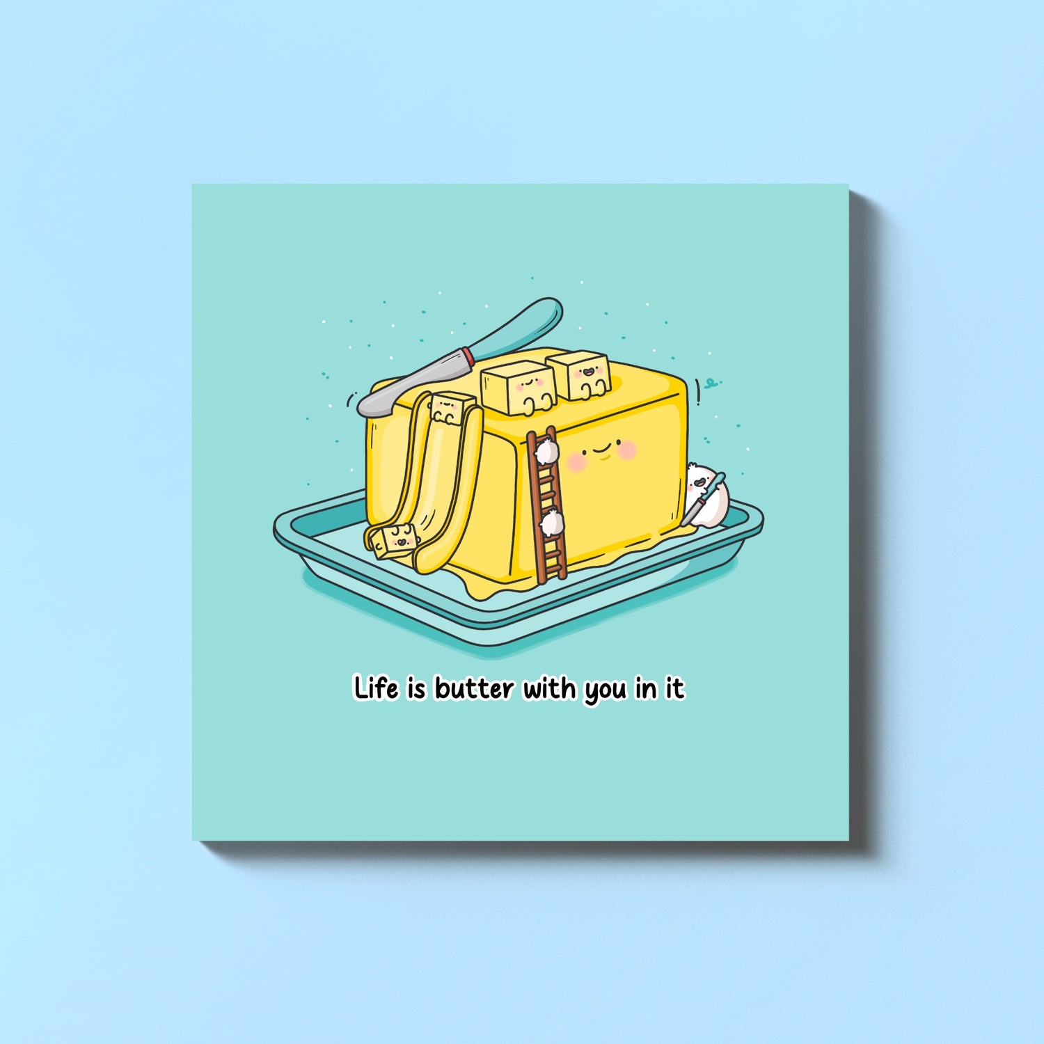 Punny Butter card on blue table