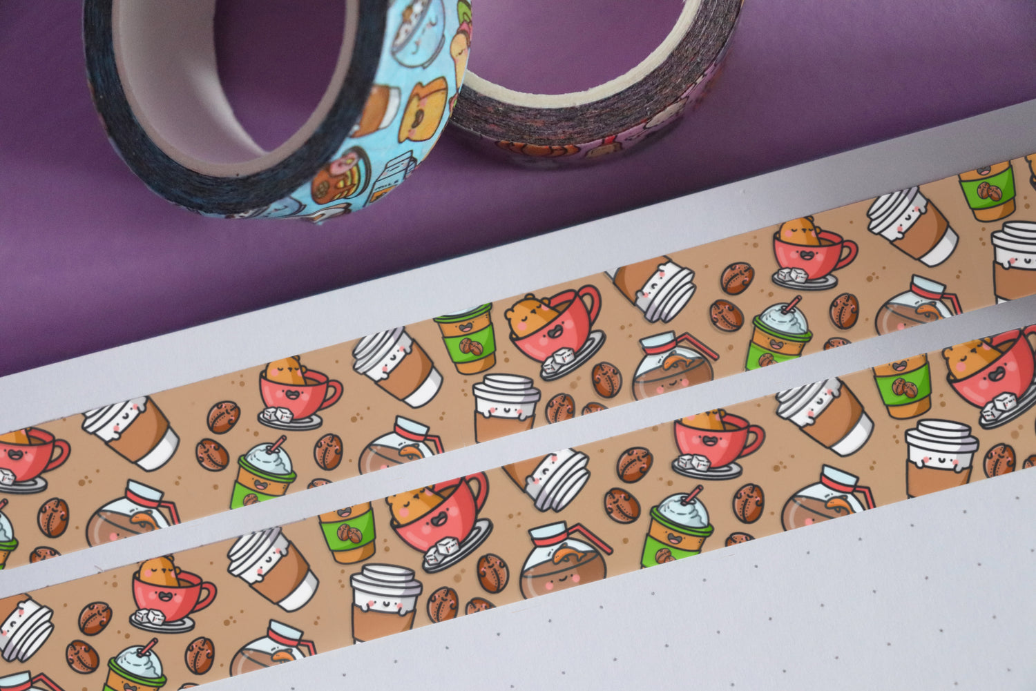 Coffee Washi Tape on purple table