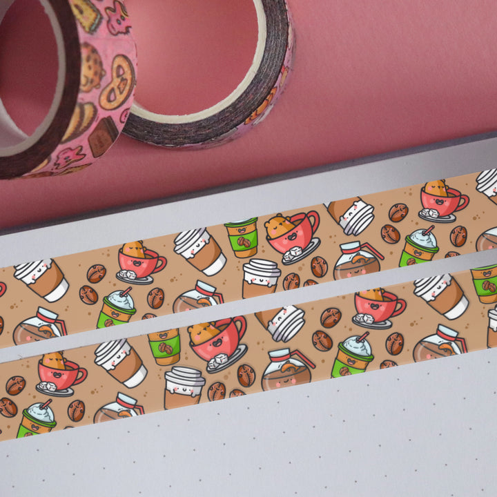 Coffee Washi Tape on pink table