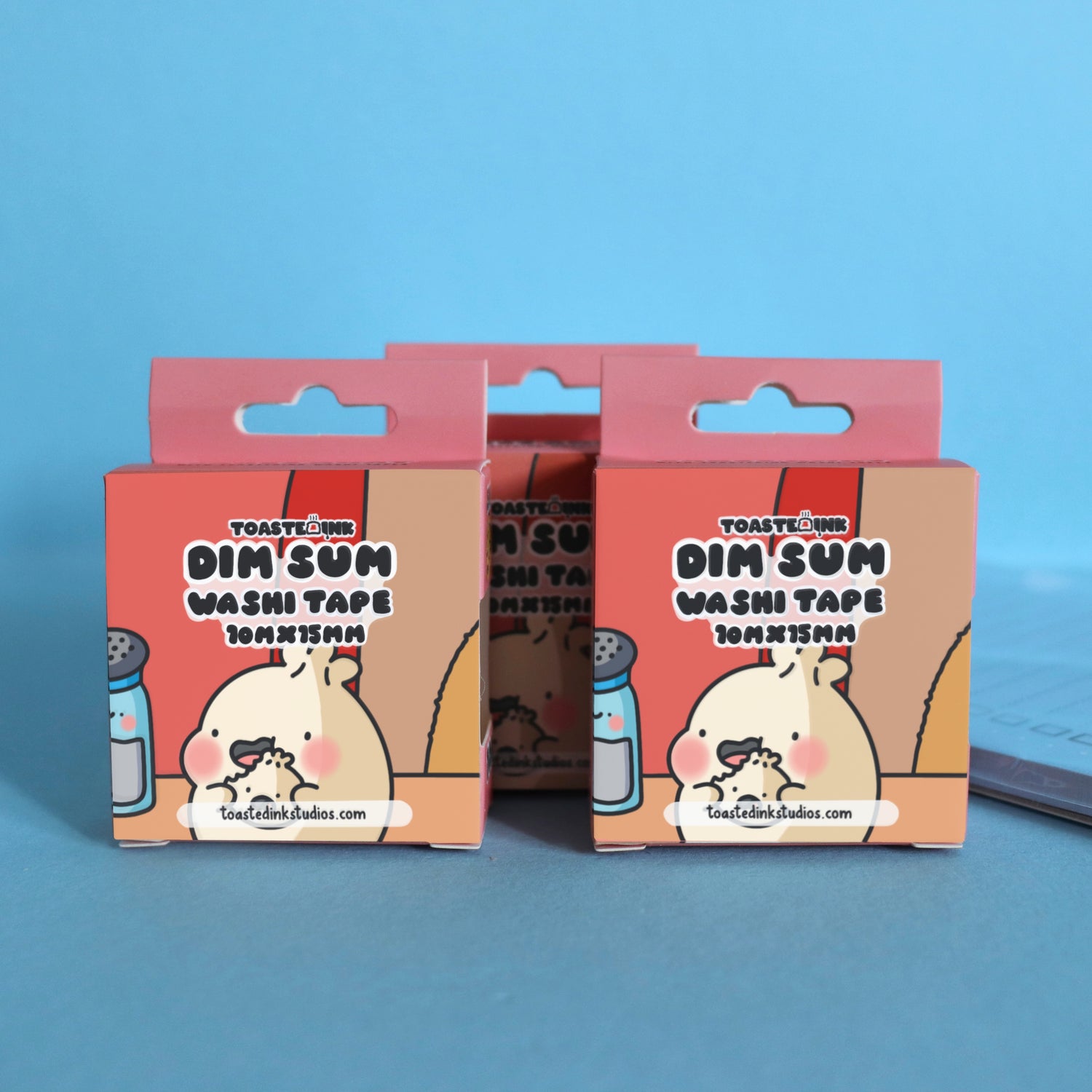 Dim sum washi tape box on blue background