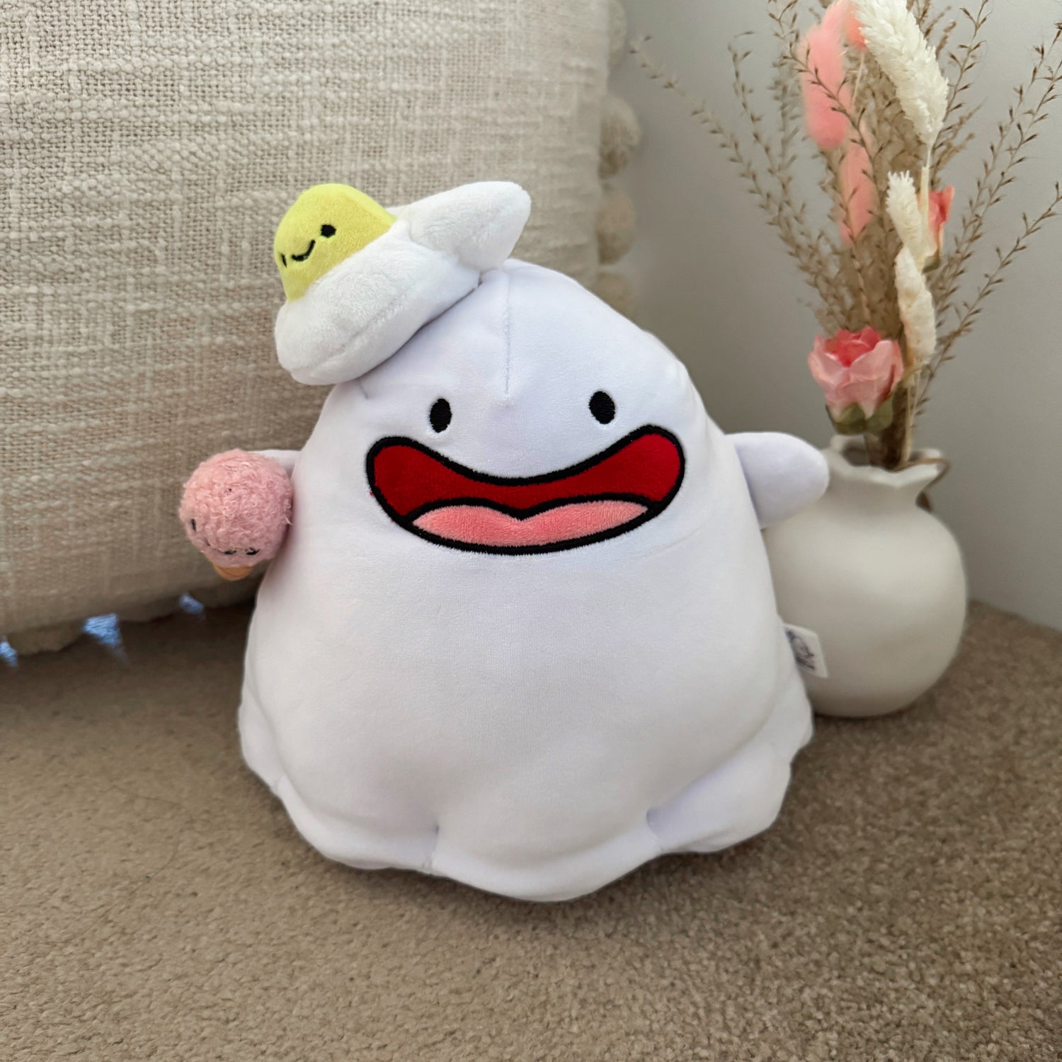 Ghost Plush with beige cushion