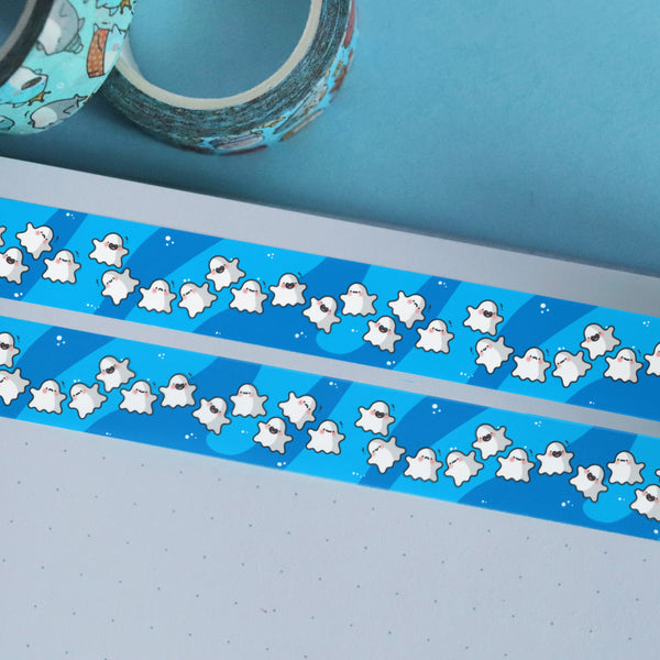 Ghost washi tape on blue table