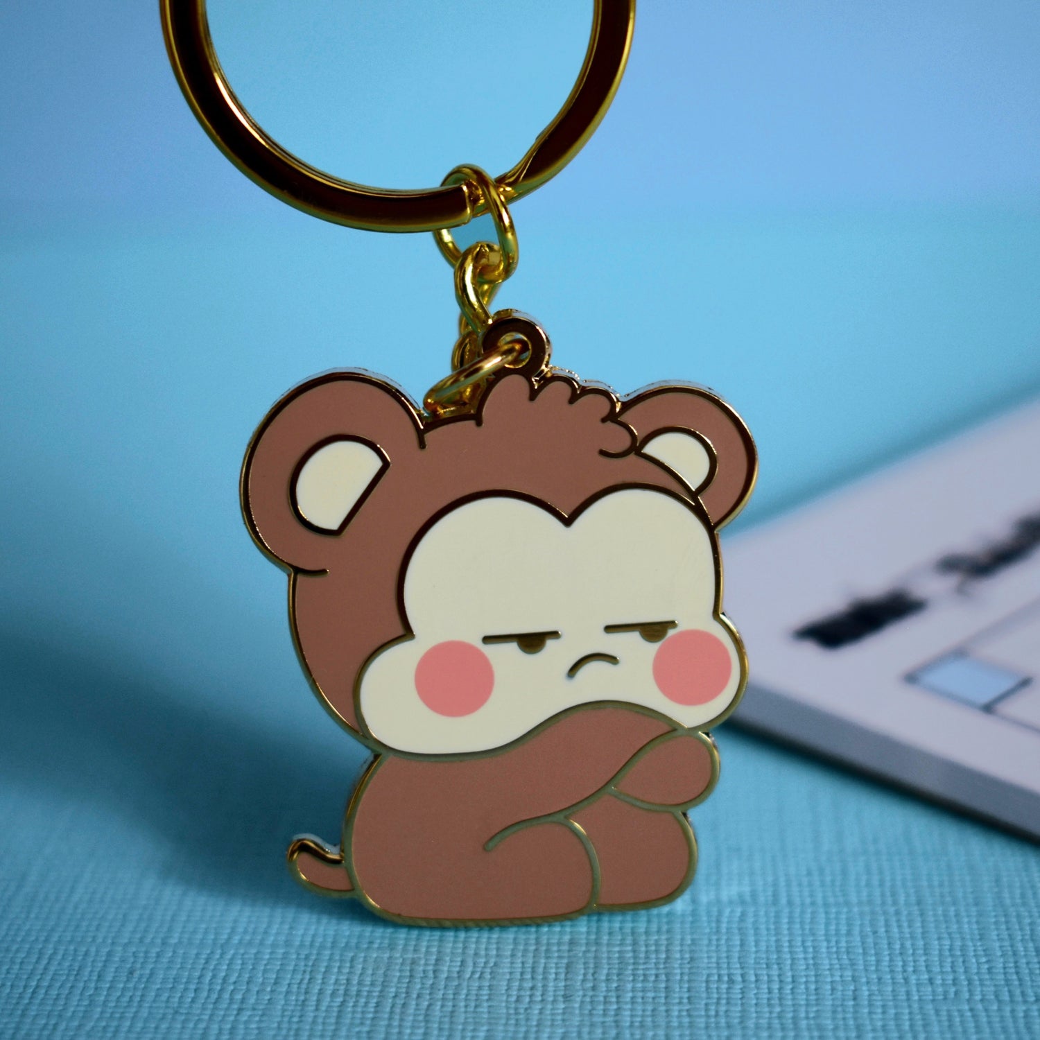 Monkey keyring with gold keychain