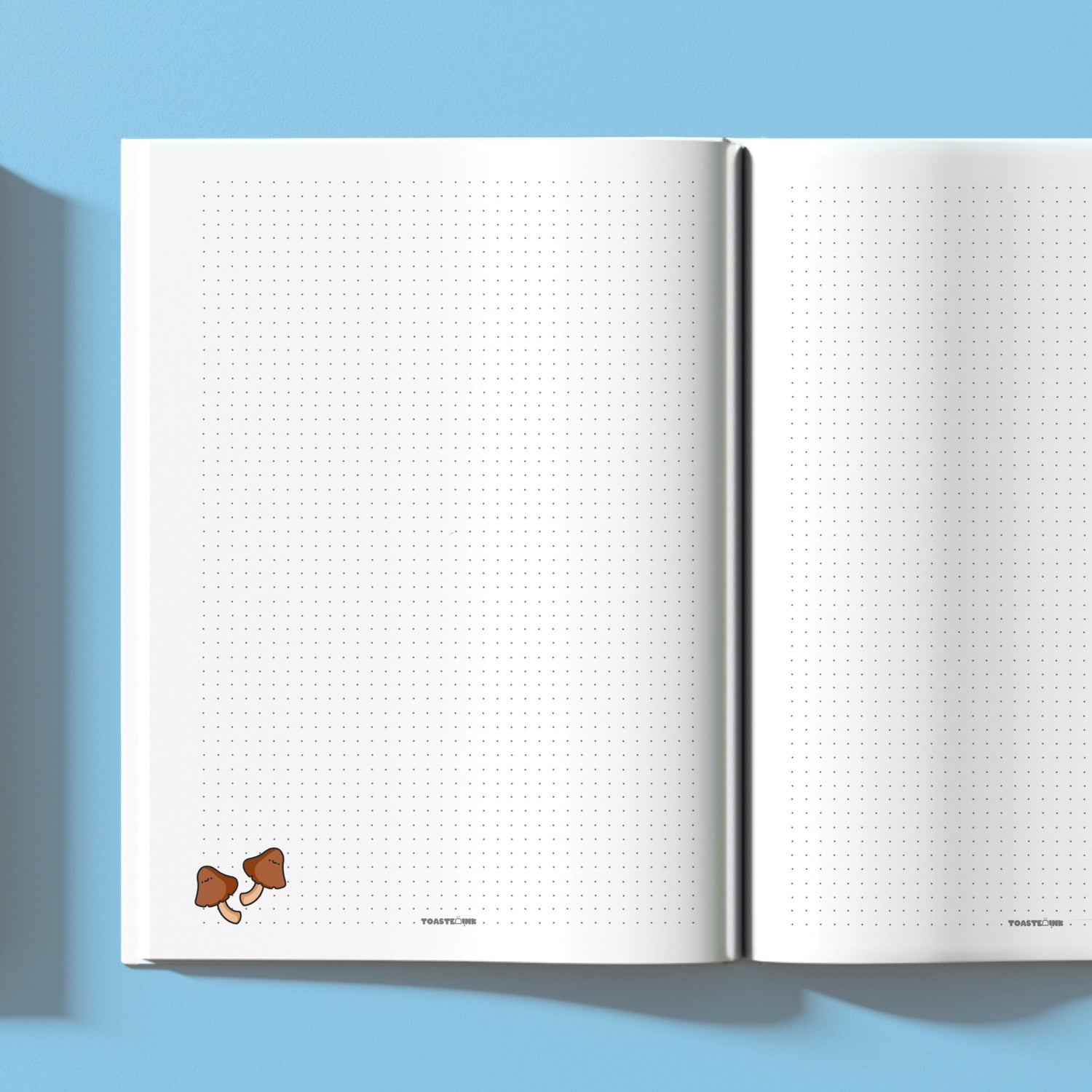Mushroom illustration on dot grid notebook