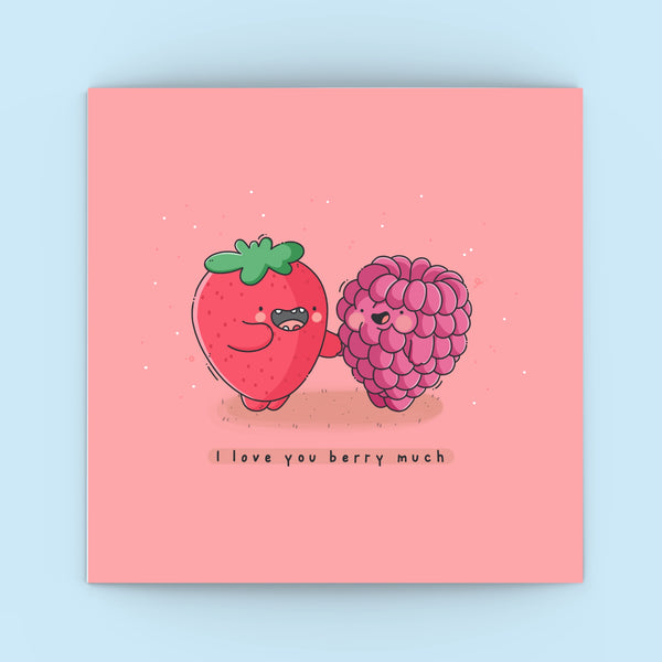Berry card on blue background