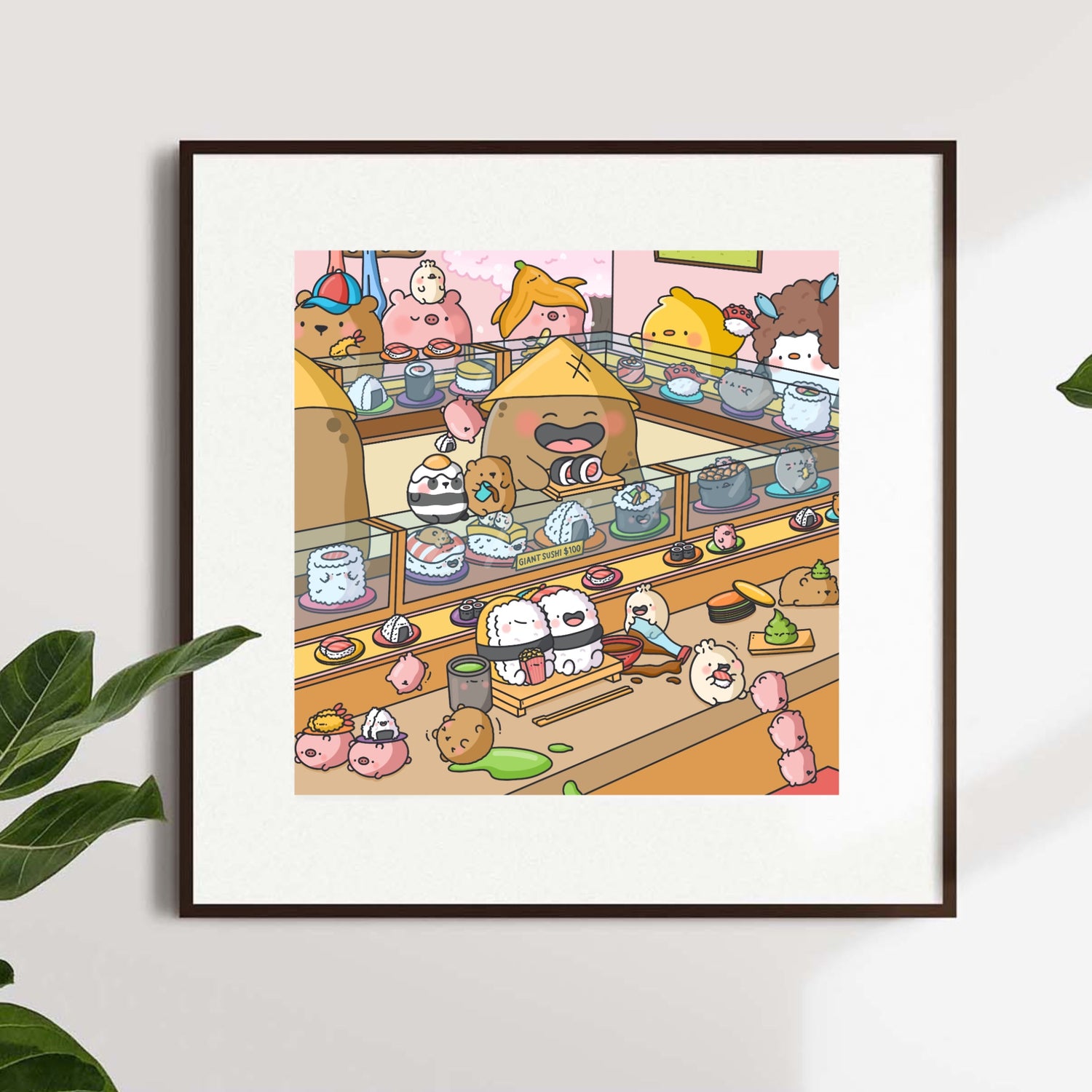 Sushi bar art print on white background