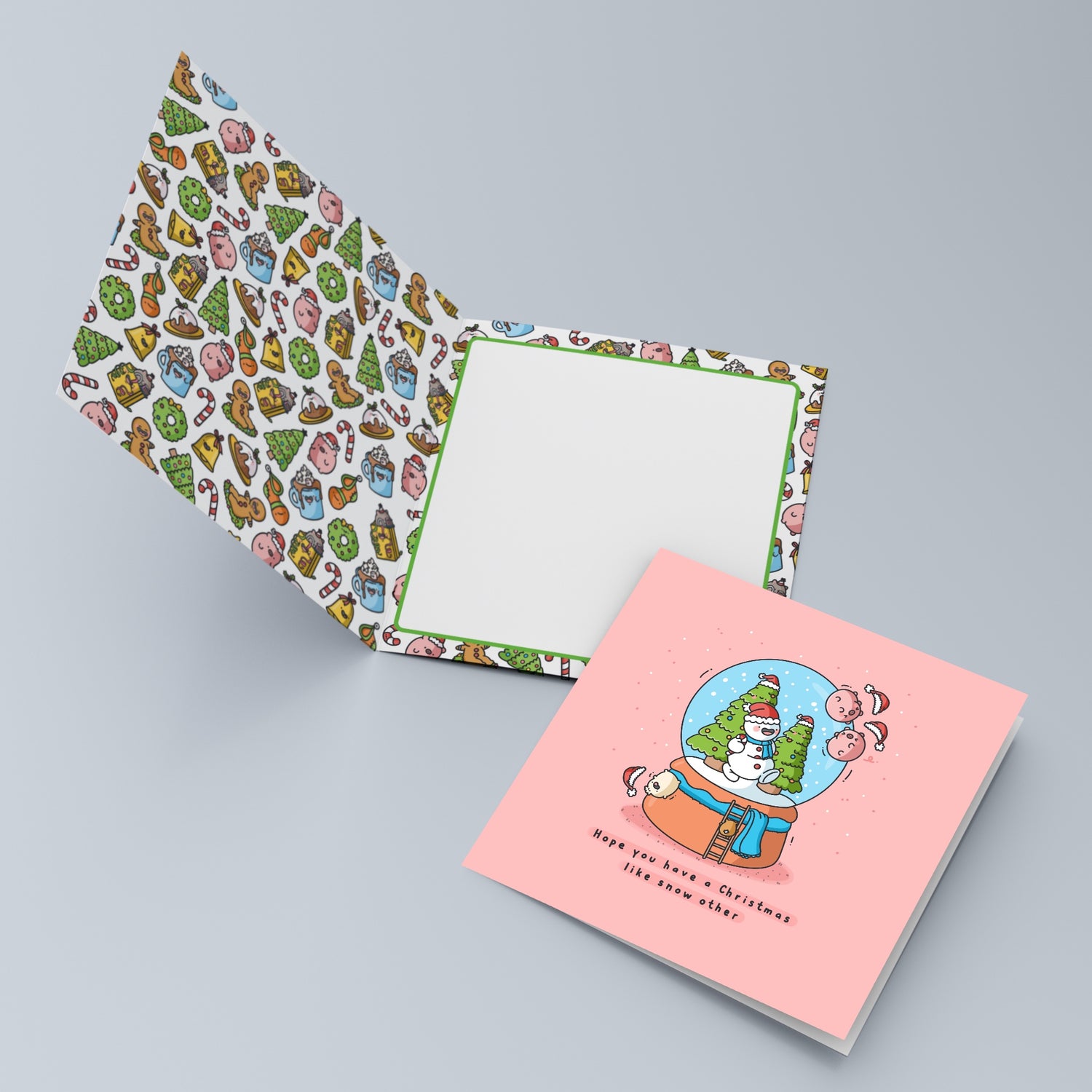Christmas snowglobe card inside