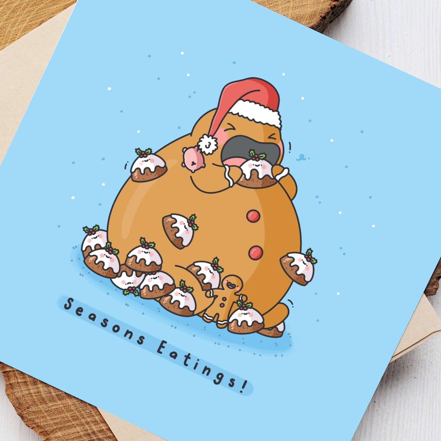 Christmas pudding card close up