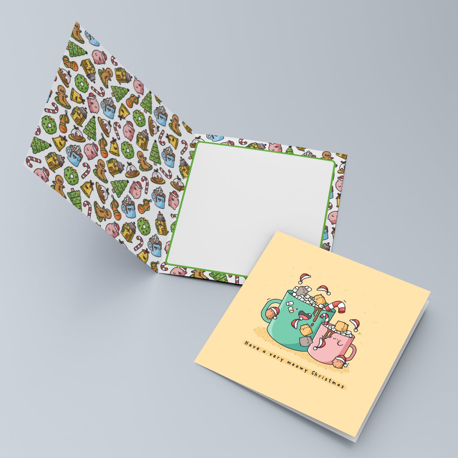 Cat Christmas Card inside Christmas print