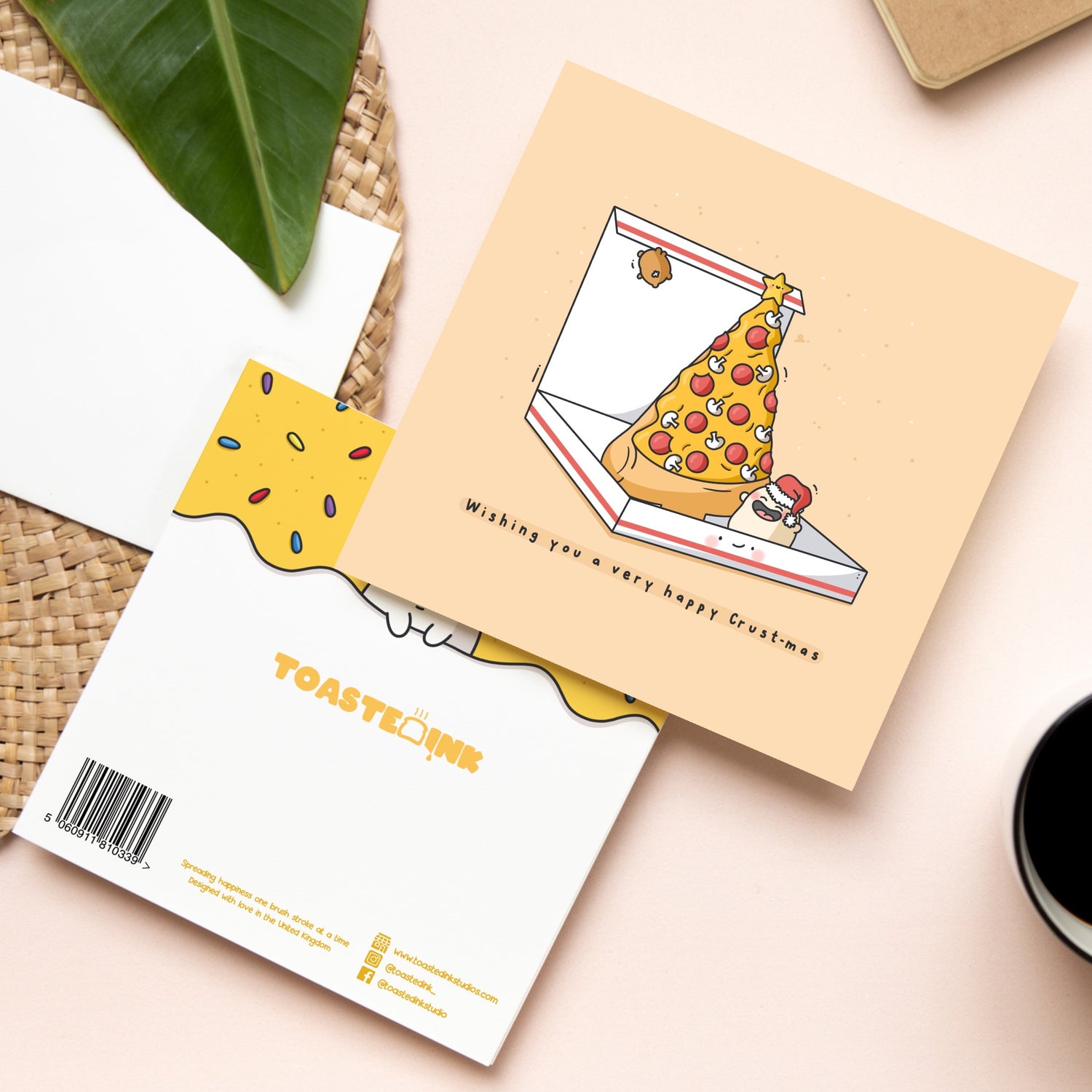 Christmas pizza card front and back