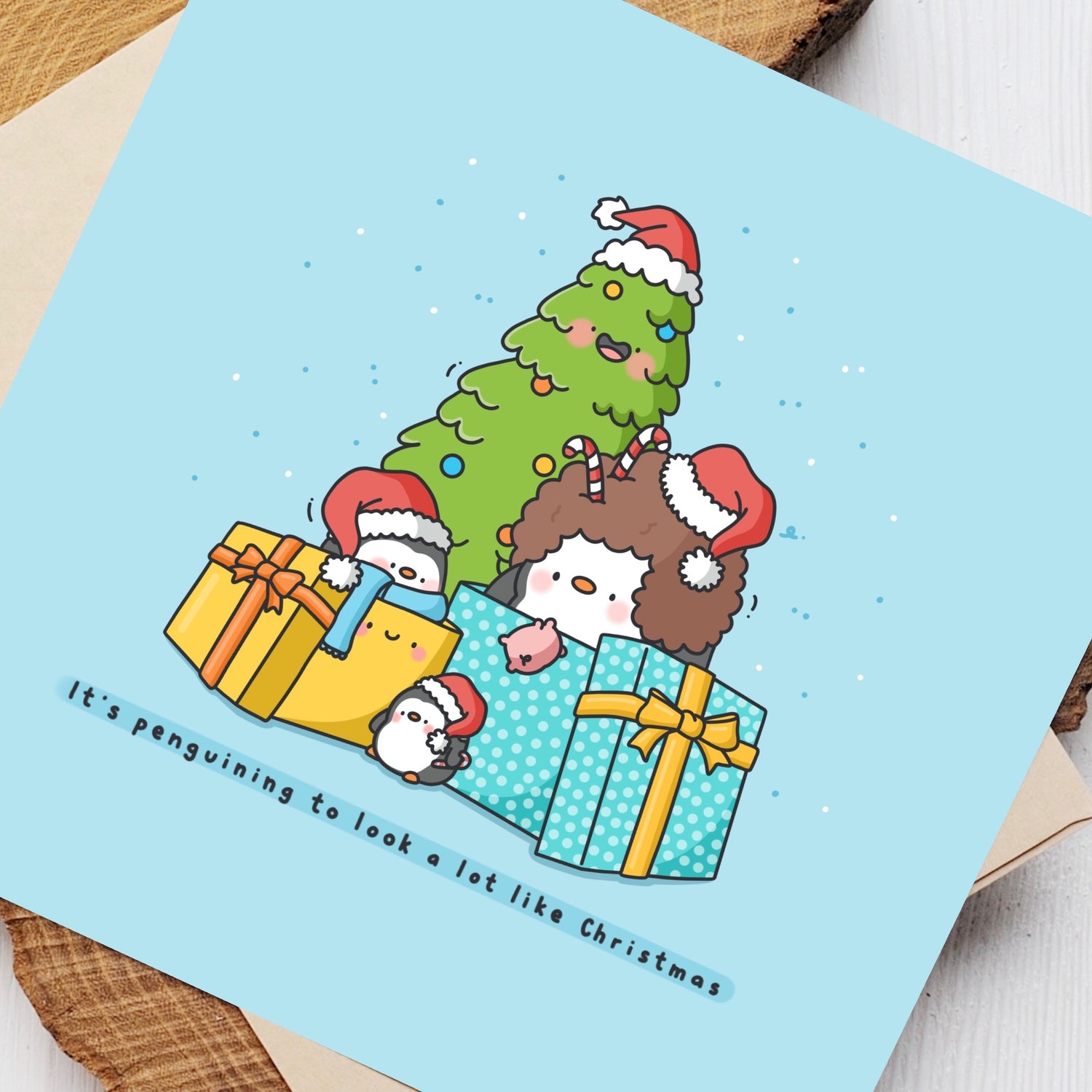 Christmas Penguin card close up
