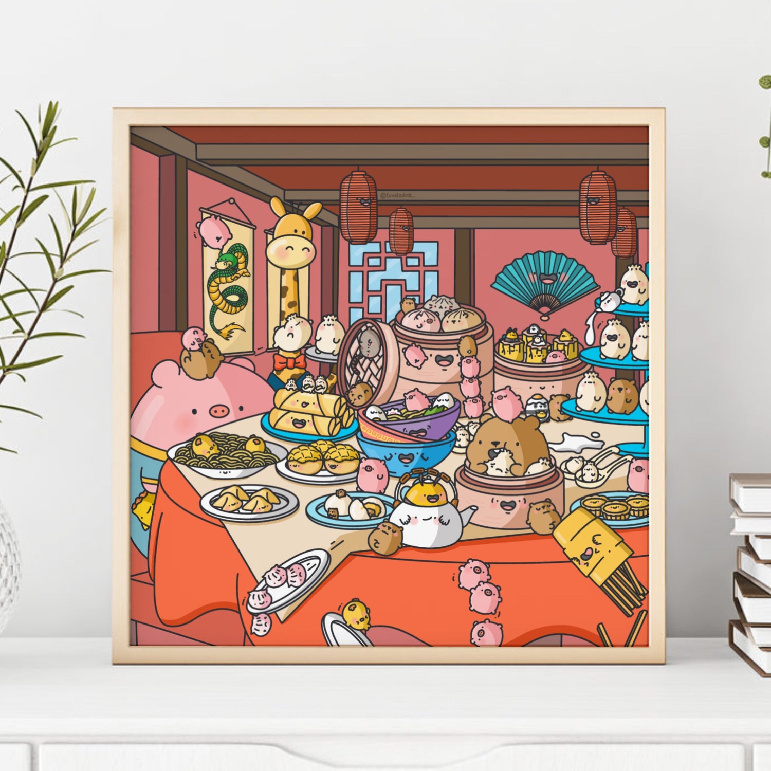 Dim Sum Art Print on white table
