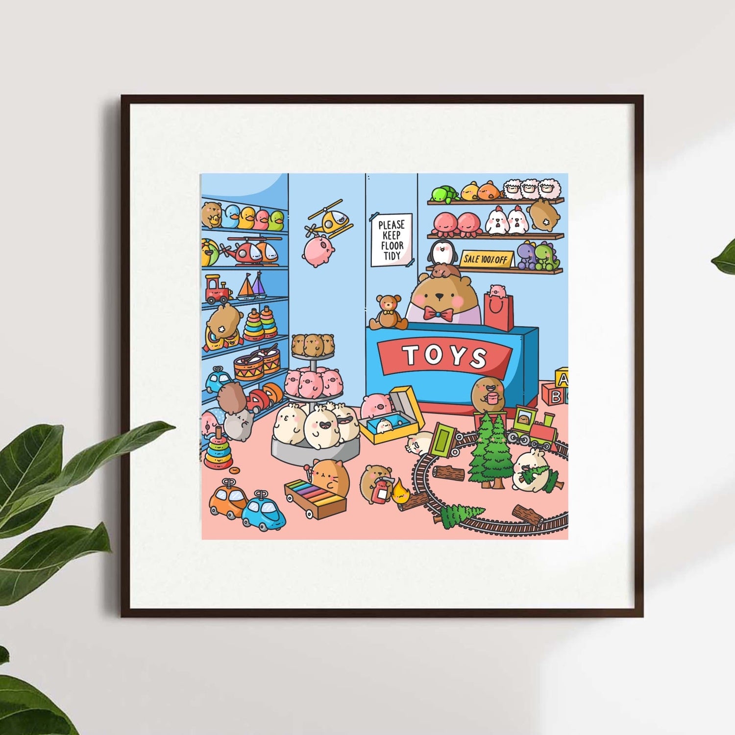 Toy Shop Art Print on white wall