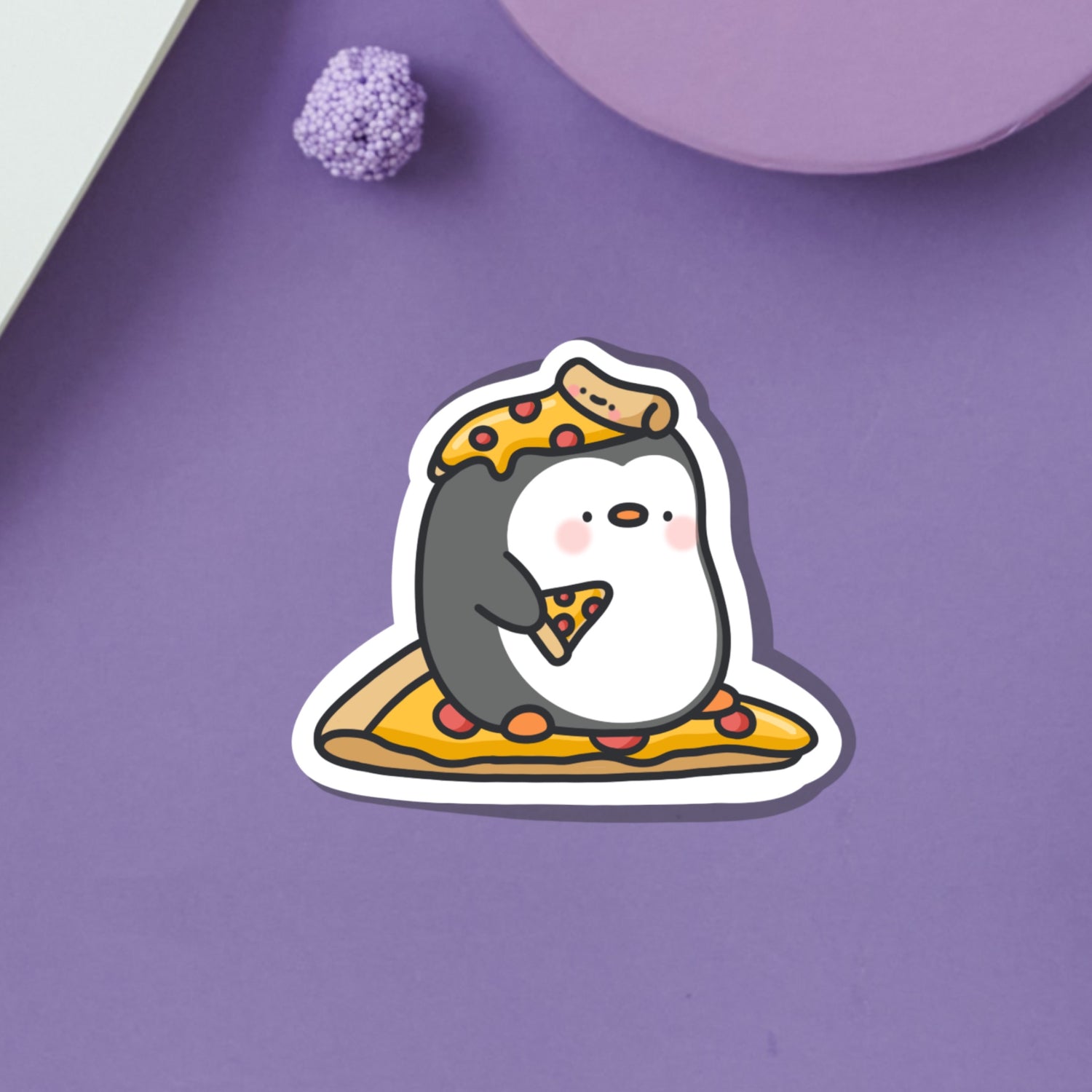 Cute Pizza Penguin Vinyl Sticker