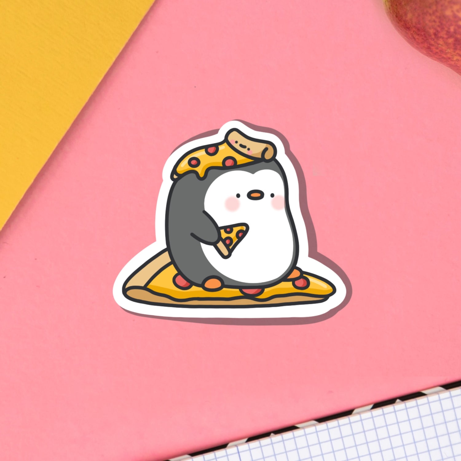 Cute Pizza Penguin Vinyl Sticker