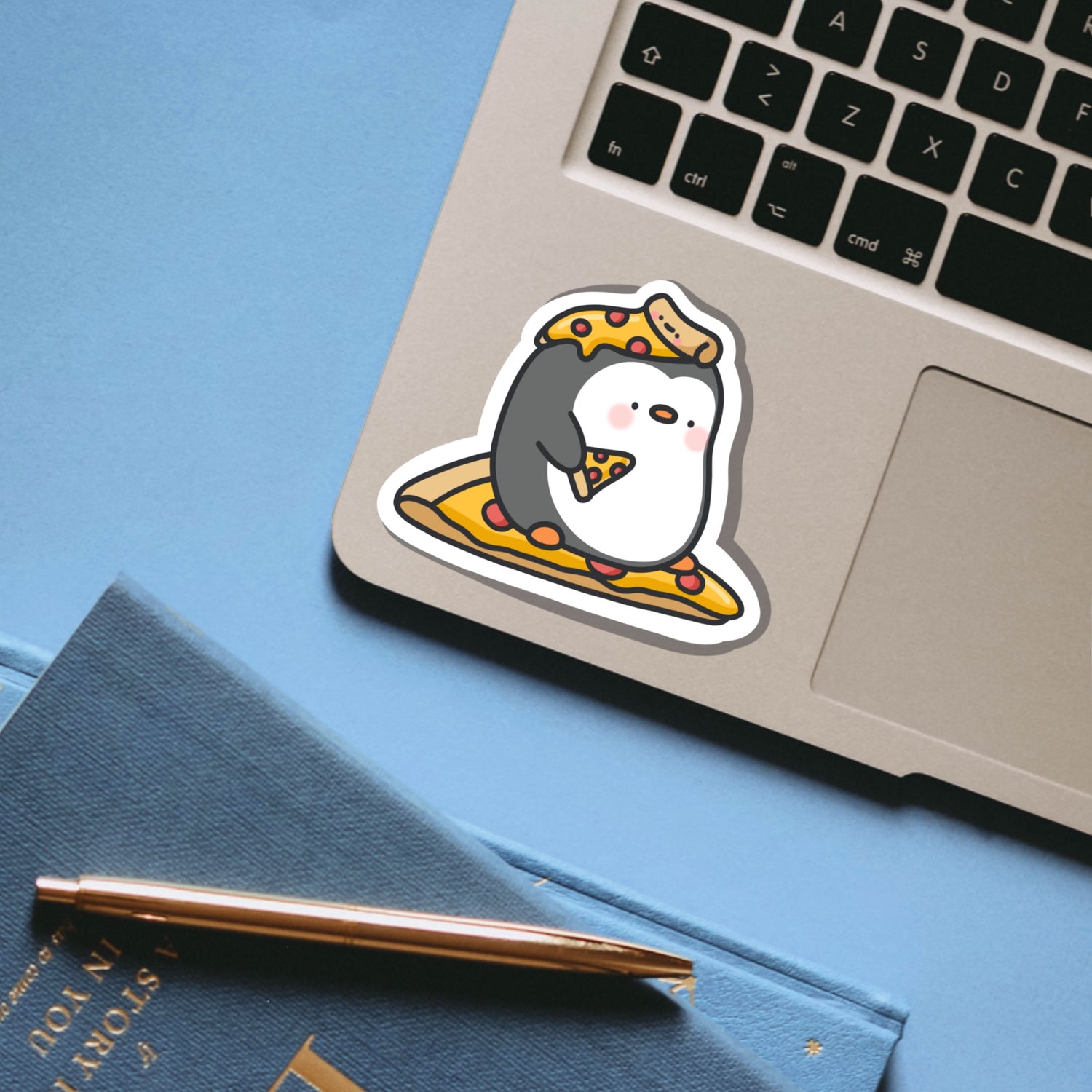 Cute Pizza Penguin Vinyl Sticker