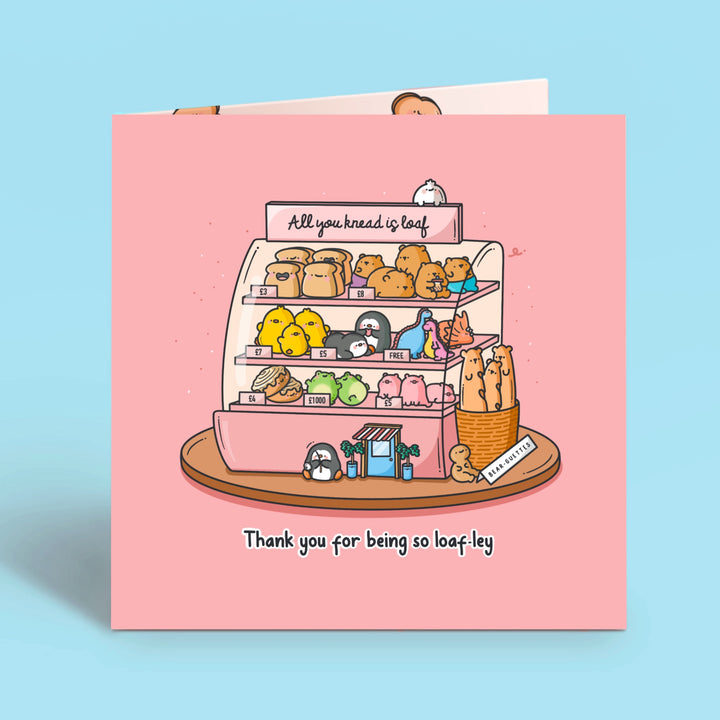 Bakery Greetings Card on blue table