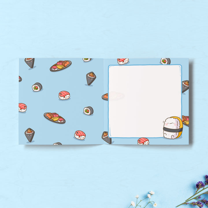 Sushi print inside greetings card