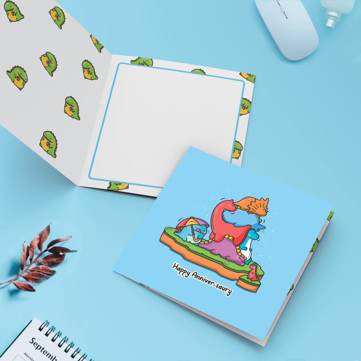 Dinosaur Anniversary Card with dinosaur print