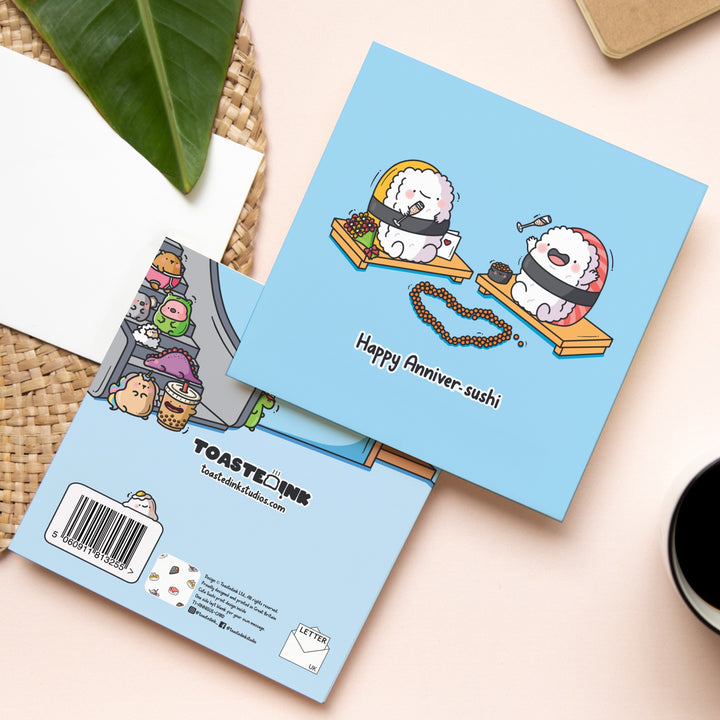 Sushi anniversary card front and back