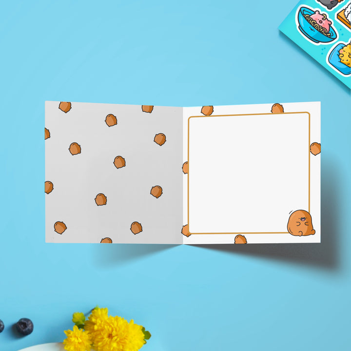 Baked beans card with bean print inside 