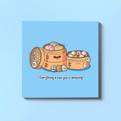 Bao Buns Card on blue table