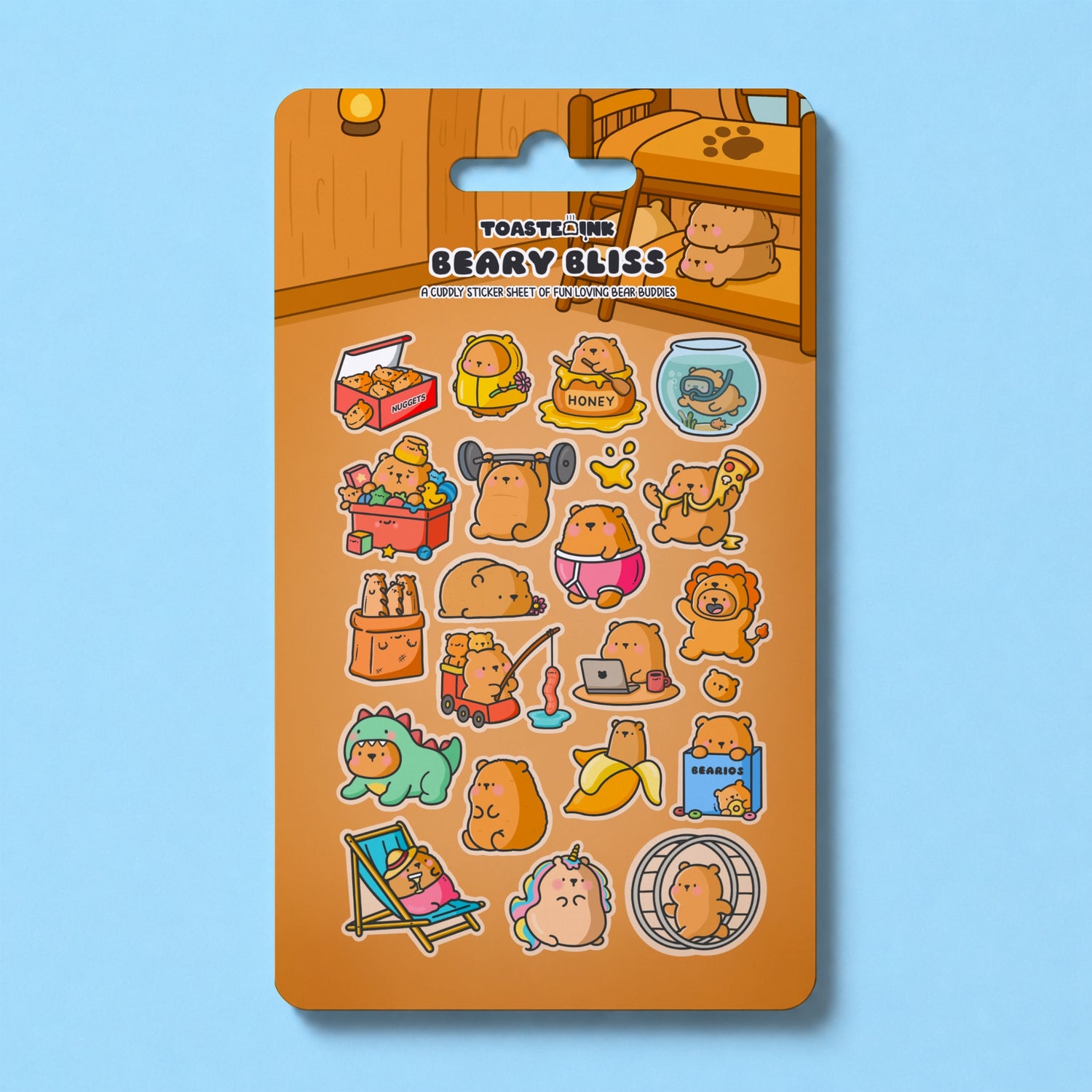 Bear sticker sheet featuring whimsical bear illustrations