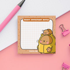 Bear Sticky Notes on pink and white table