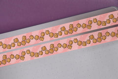 Bear washi tape on notebook and purple table