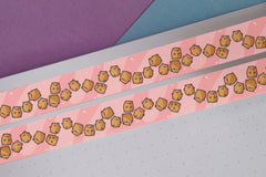 Bear washi tape on purple and blue desk