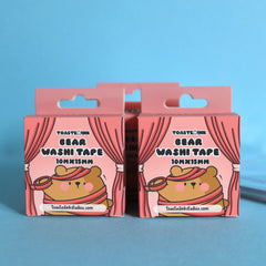 Bear washi tape box on blue background