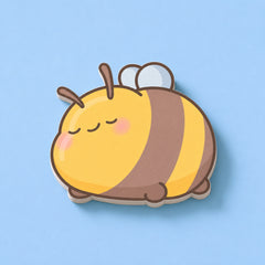 Sleeping Bee Shaped Sticky Notes on blue table