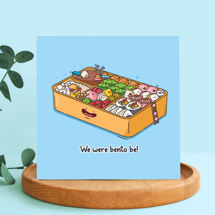 Bento Box Card on wooden plate