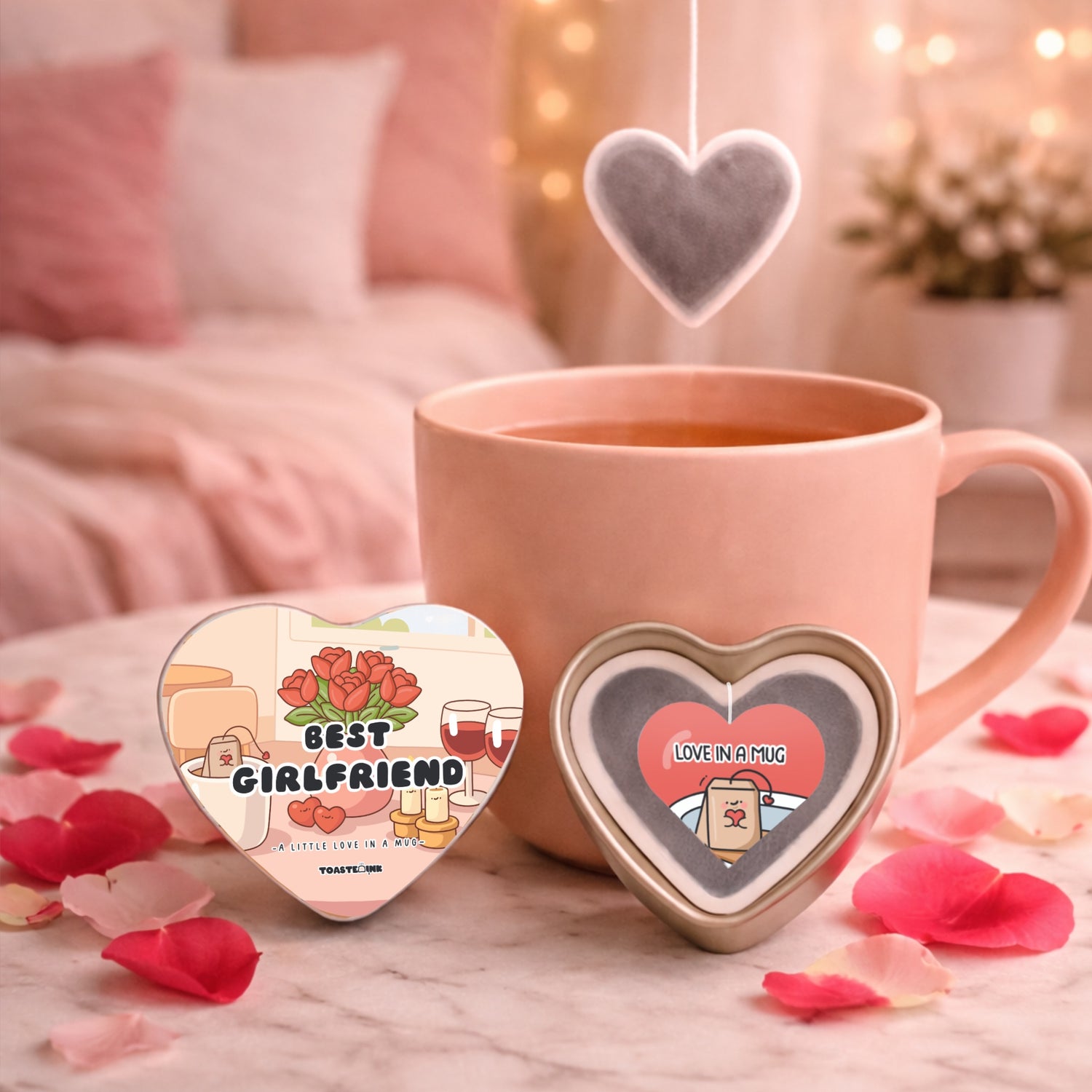 Best Girlfriend heart shaped tea bag with mug