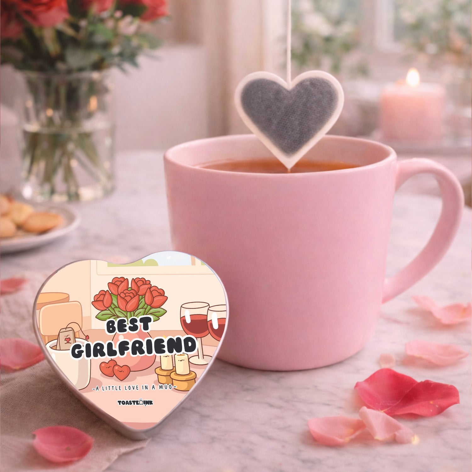 Heart Shaped Tea bag with mug 