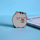 Cat drinking bubble tea pin