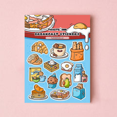 Breakfast sticker sheet on pink table