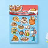 Breakfast sticker sheet on blue table
