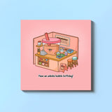 Bubble tea birthday card on blue table