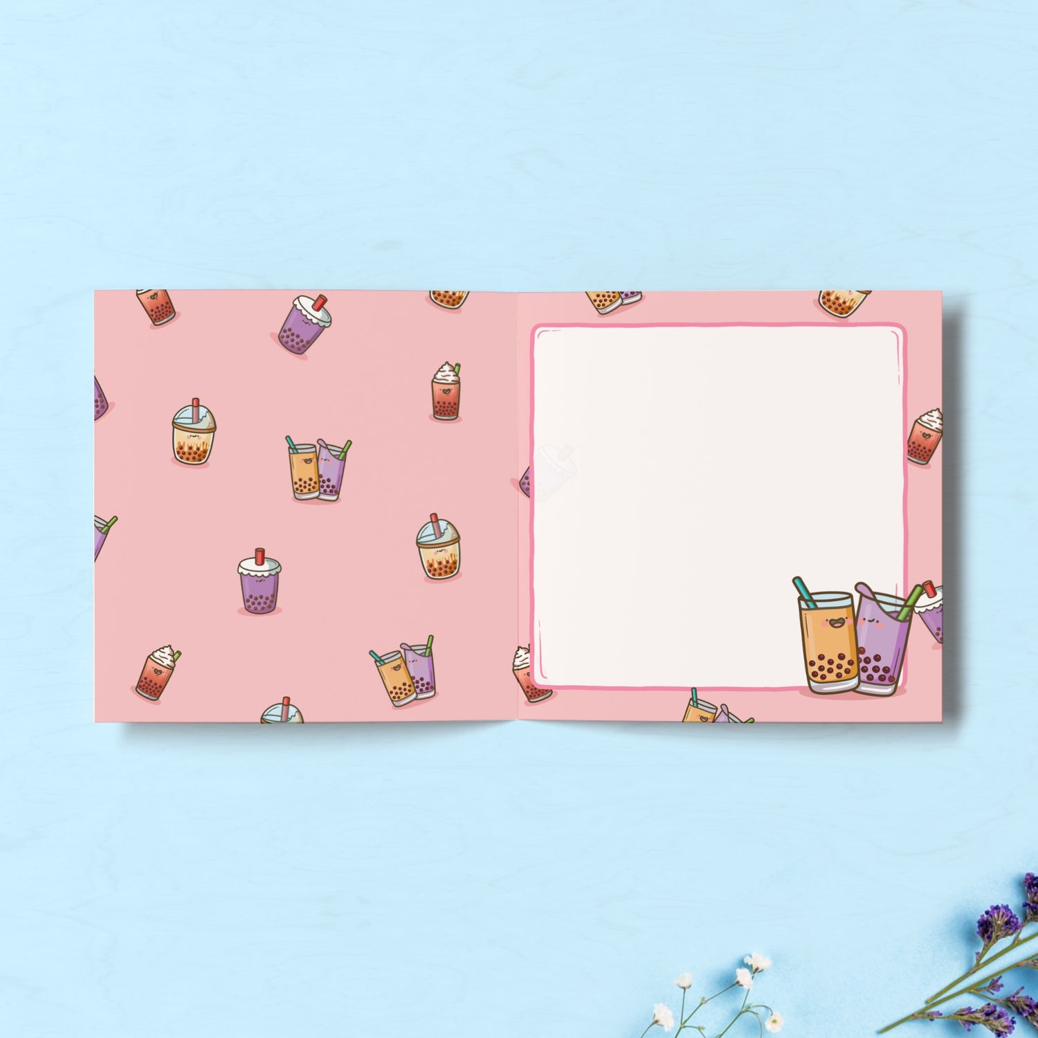 Bubble tea print inside card