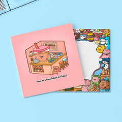 Bubble tea birthday card with Toastedink envelope