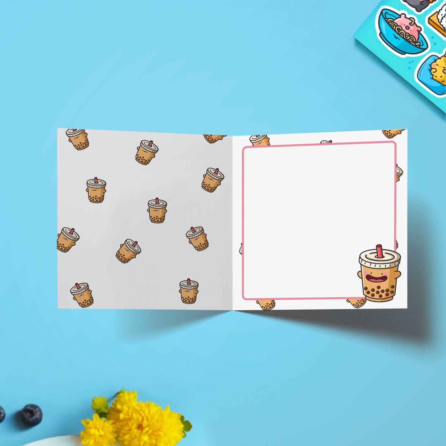 Bubble tea print inside card