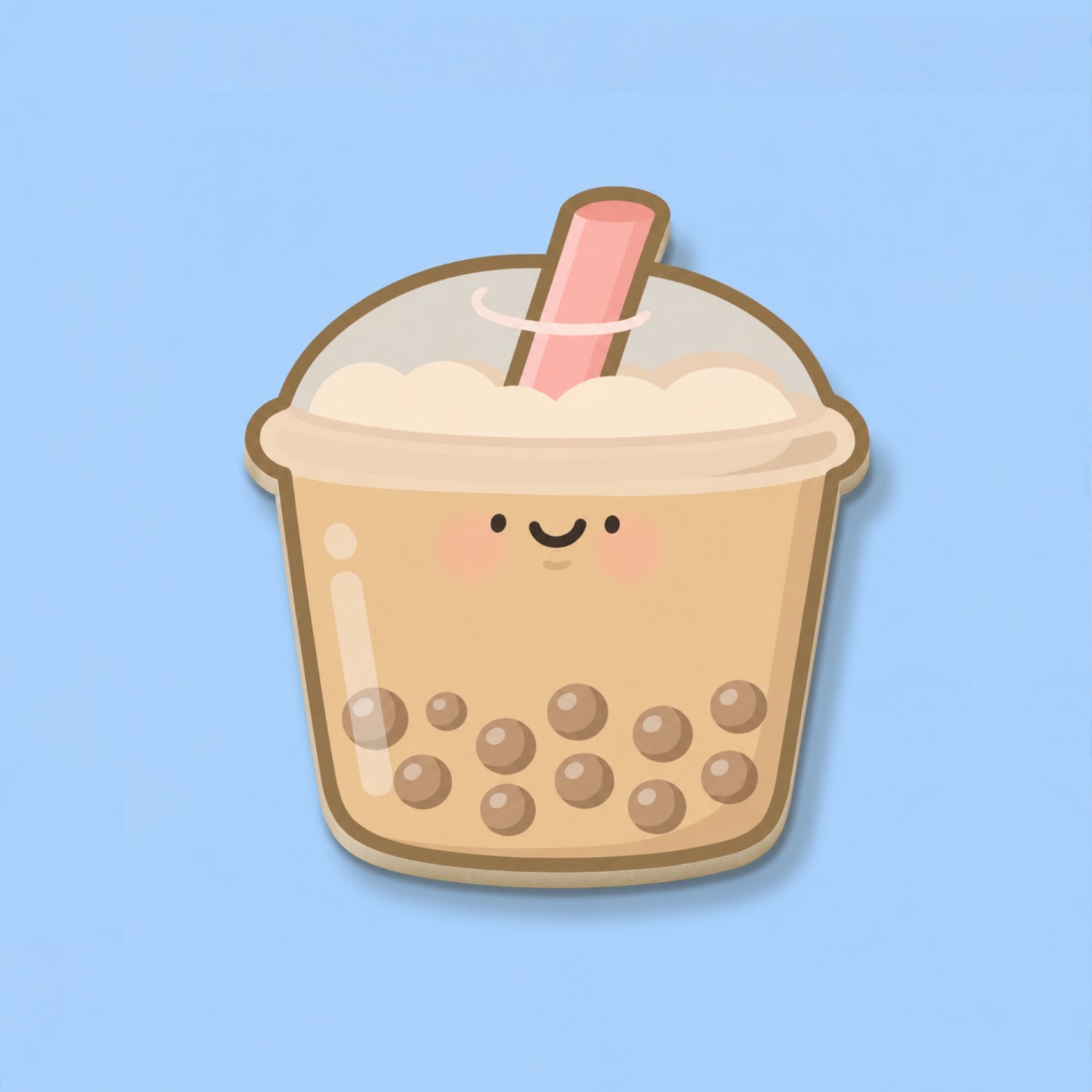 Boba shaped sticky notes on blue desk