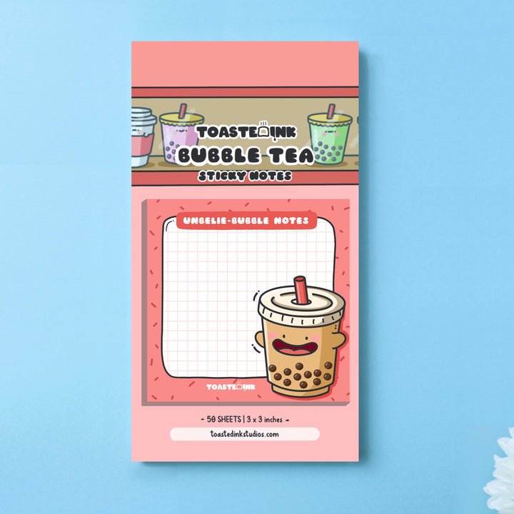 Bubble tea sticky notes on backing card