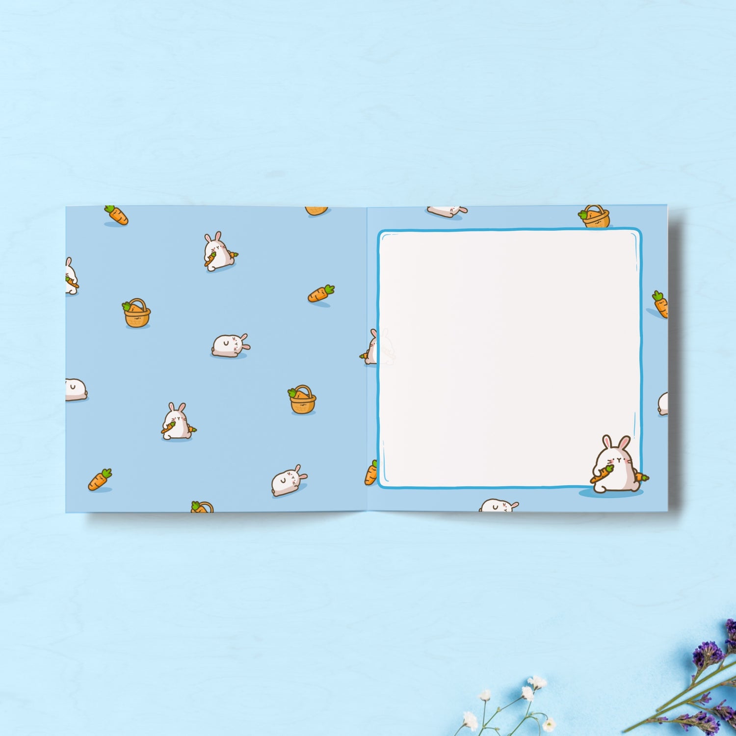 Bunny print inside birthday card