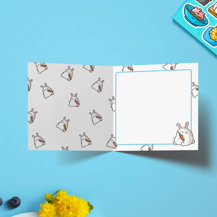 Bunny print inside greetings card