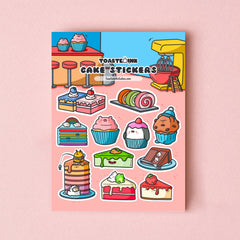 Cake sticker sheet on pink table